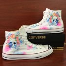 Hand Painted Shoes Skull Flowers Original Design Converse White Canvas Sneakers