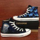 Jellyfish Hand Painted Black Canvas Sneakers Original Design Graffiti Shoes Converse