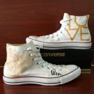 White Converse Shoes Custom Design LOVE Pattern Hand Painted Canvas Sneakers