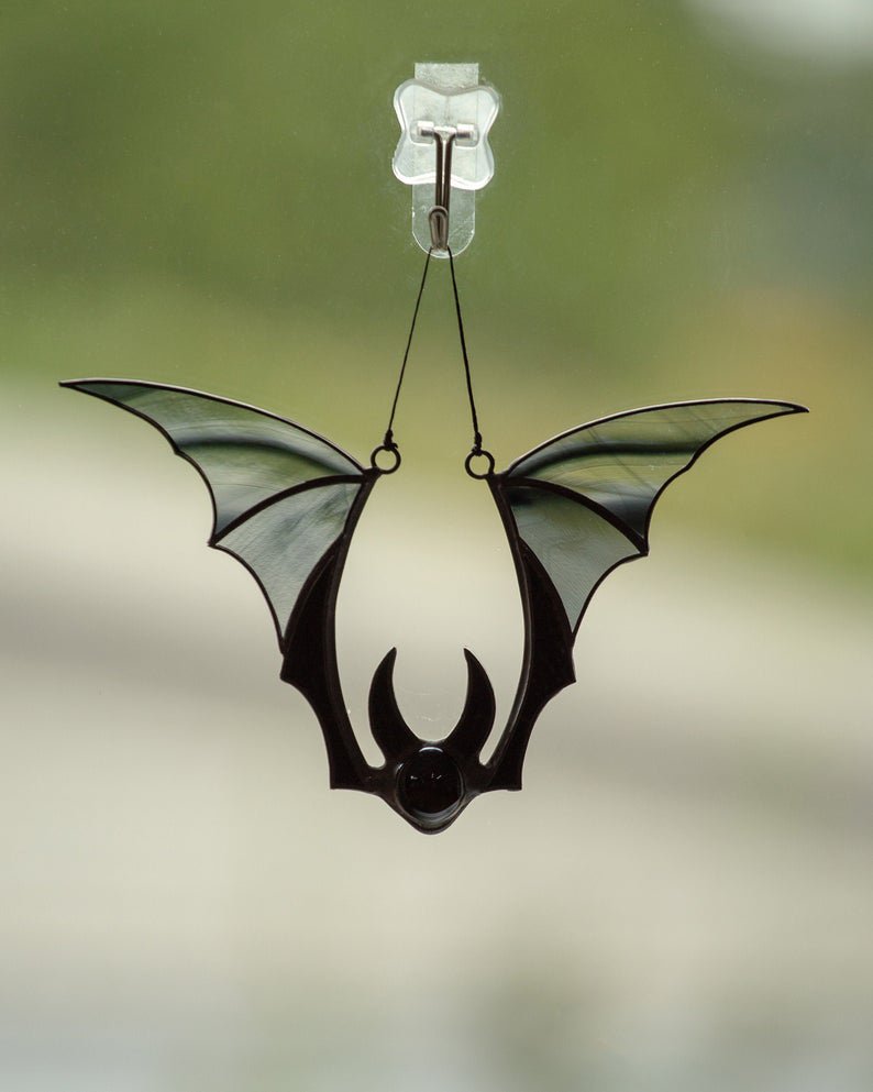 Halloween bat stained glass window hangings horror decor Halloween gift