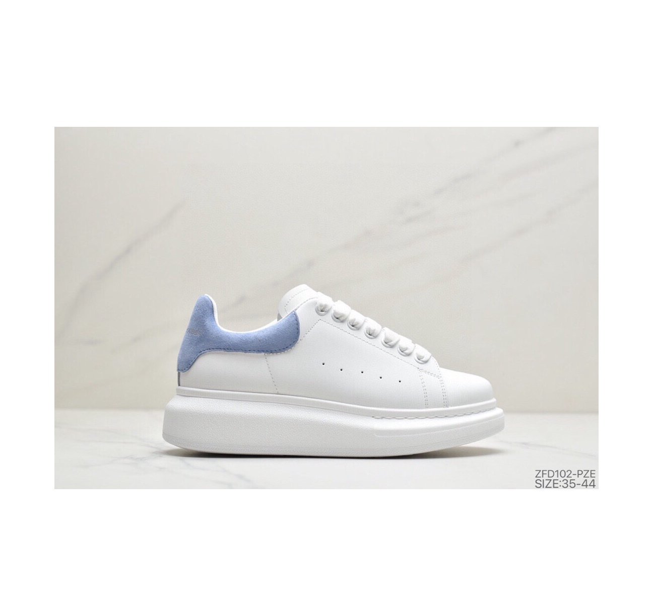 Women Alexander McQueen Wmns Oversized Sneaker White Dream Blue