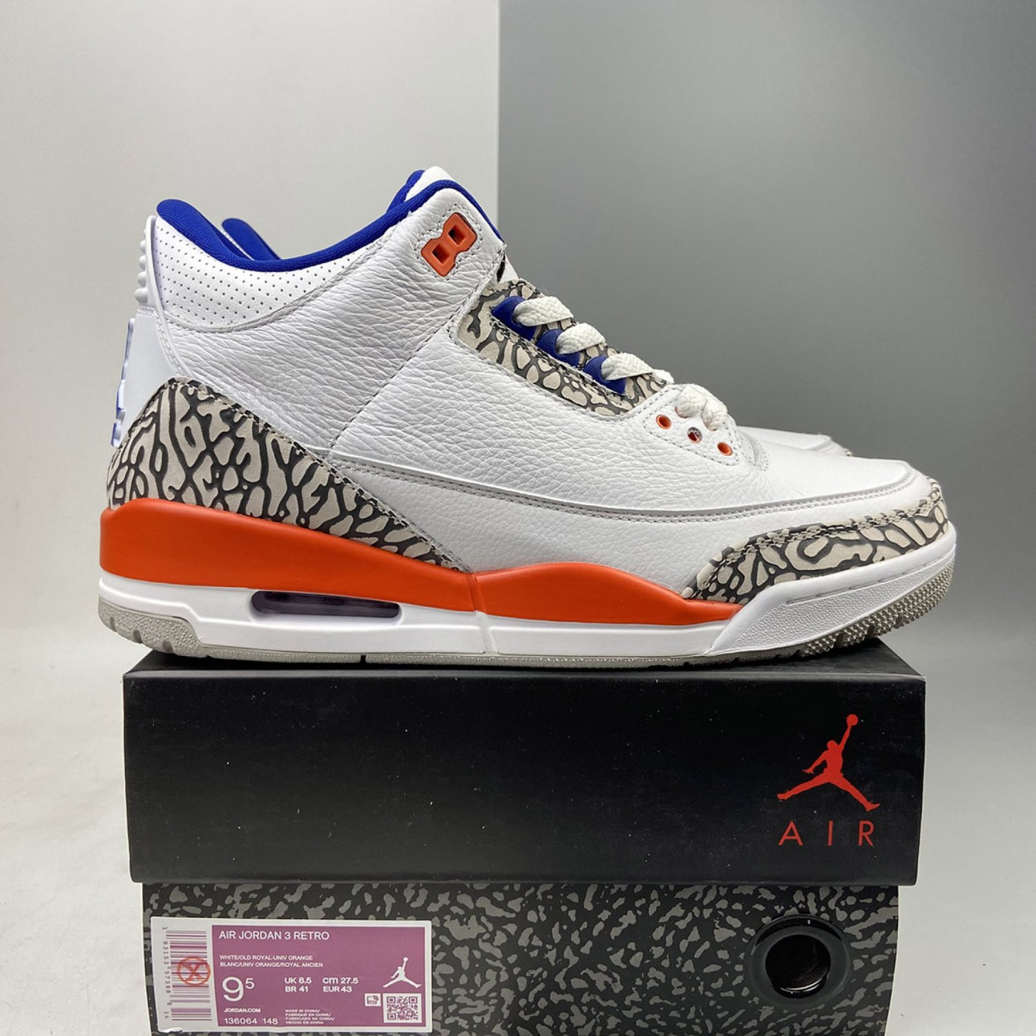 Air Jordan 3 &acirc;��Knicks Rivals&acirc;�� WhiteOld Royal-University Orange