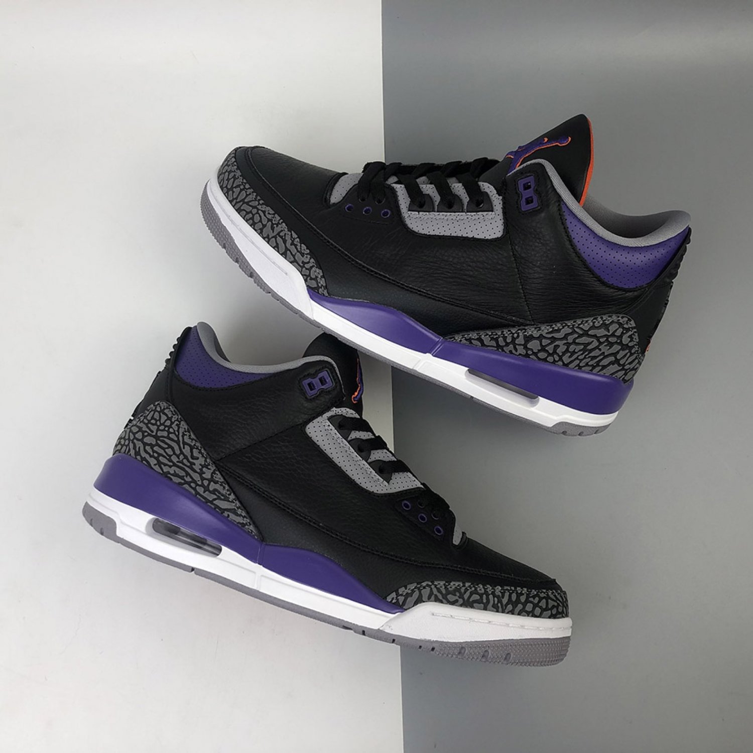 Air Jordan 3 BlackCement Grey-White-Court Purple