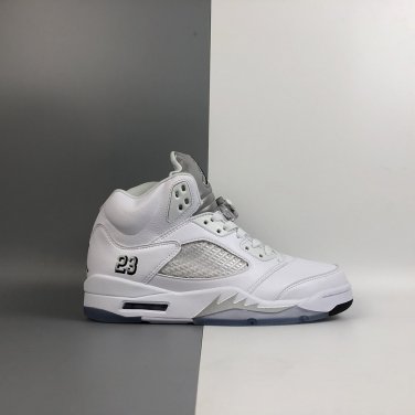 Air Jordan 5 Retro White Metallic Silver Black