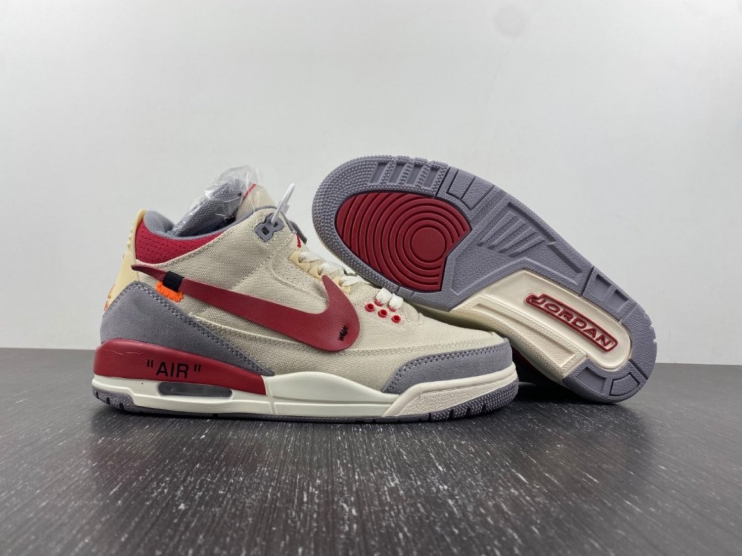 Off White X Air Jordan 3 Brown Grey Red
