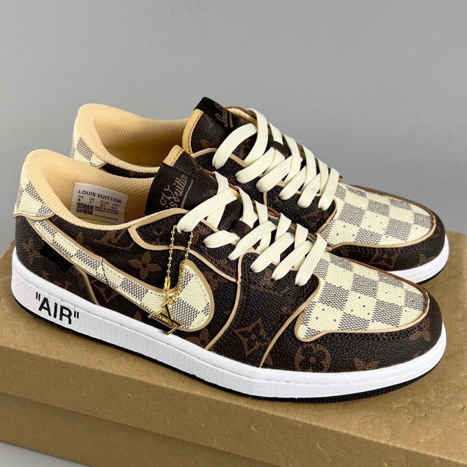 Air Jordan 1 Retro Low Monogram Brown  White Sneakers DM7866-616