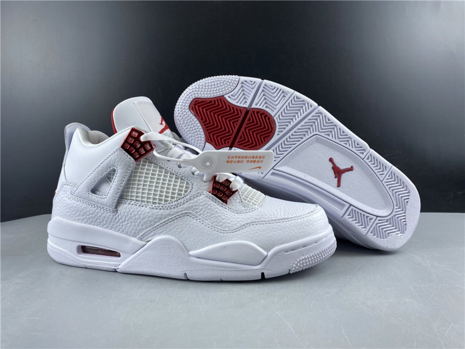 Air Jordan 4 White University Red-Metallic Silver