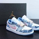 Custom Air Jordan 1 Low Washed Denim White Pink