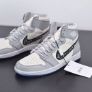 Dior X Nike Air Jordan 1 High Wolf Grey Sneaker