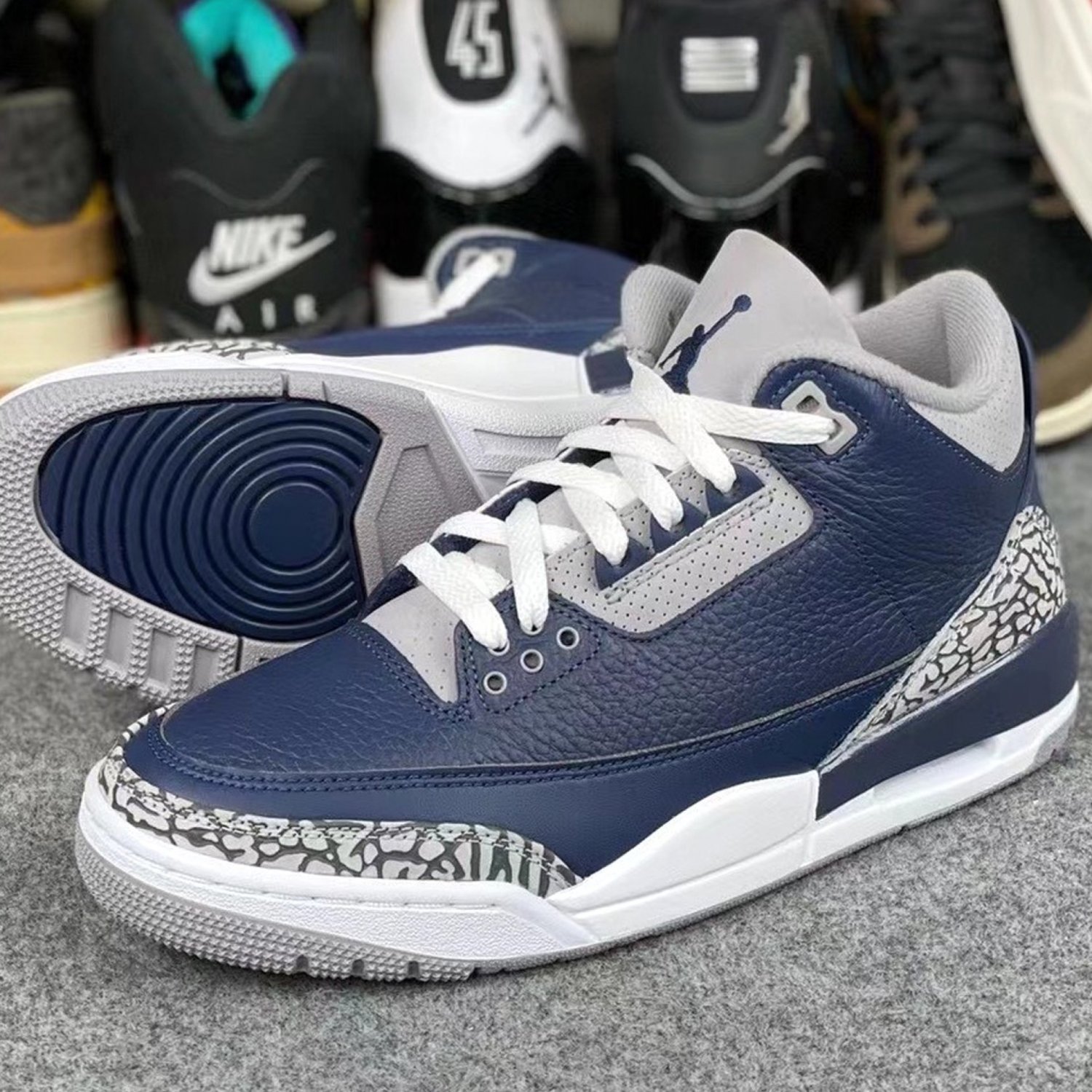 Jordan 3 Retro  Georgetown  Midnight Navy Dark Blue - CT8532-401