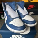 NIKE AIR JORDAN 1 HIGH TRAINERS True Blue White Cement Grey ,