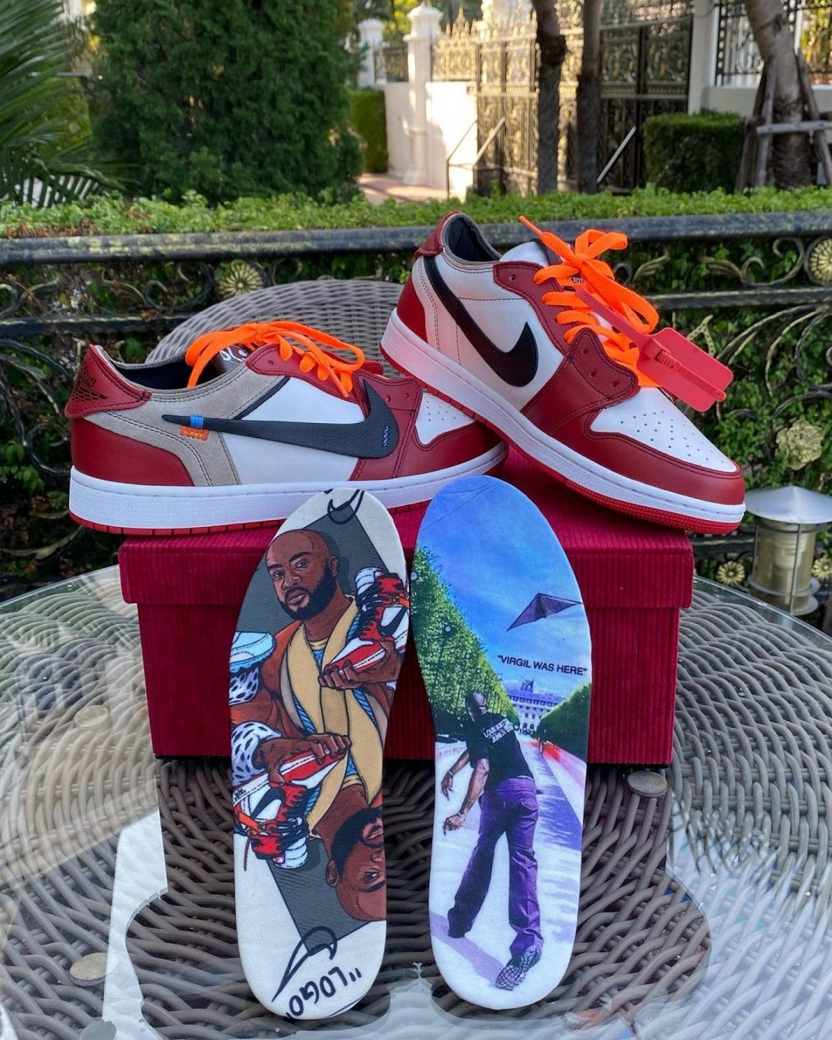 Nike Air Jordan 1 Low White Red Virgil Abloh