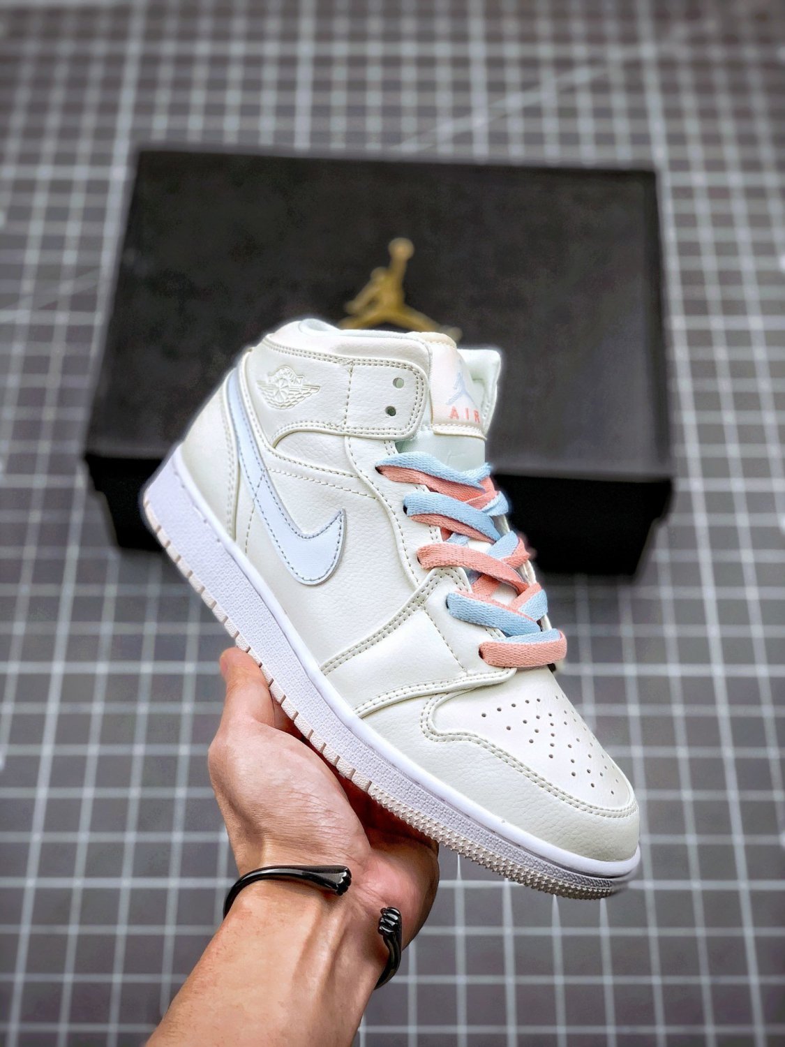 NIKE Air Jordan 1 Mid High GG Phantom Multicolor Swoosh