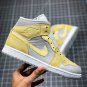 NIKE Air Jordan 1 Mid Mixed Textures Yellow Grey Fog