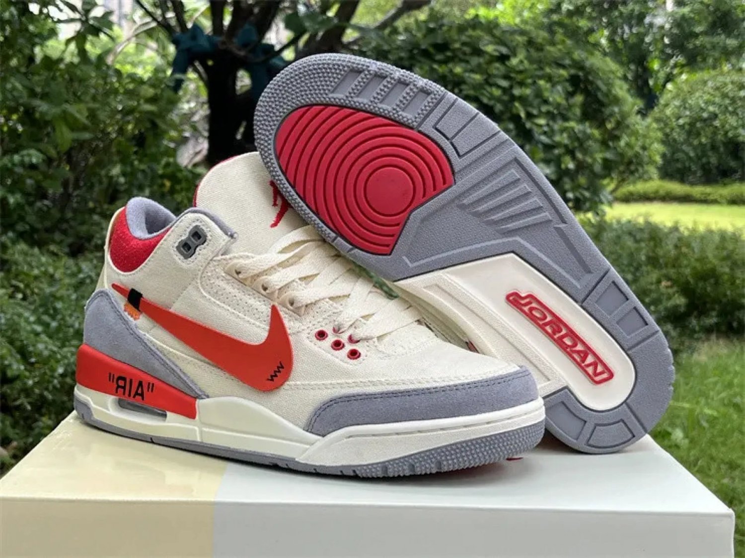 NIKE Air Jordan 3 x OFF-WHITE AJ3 OW BeigeRed