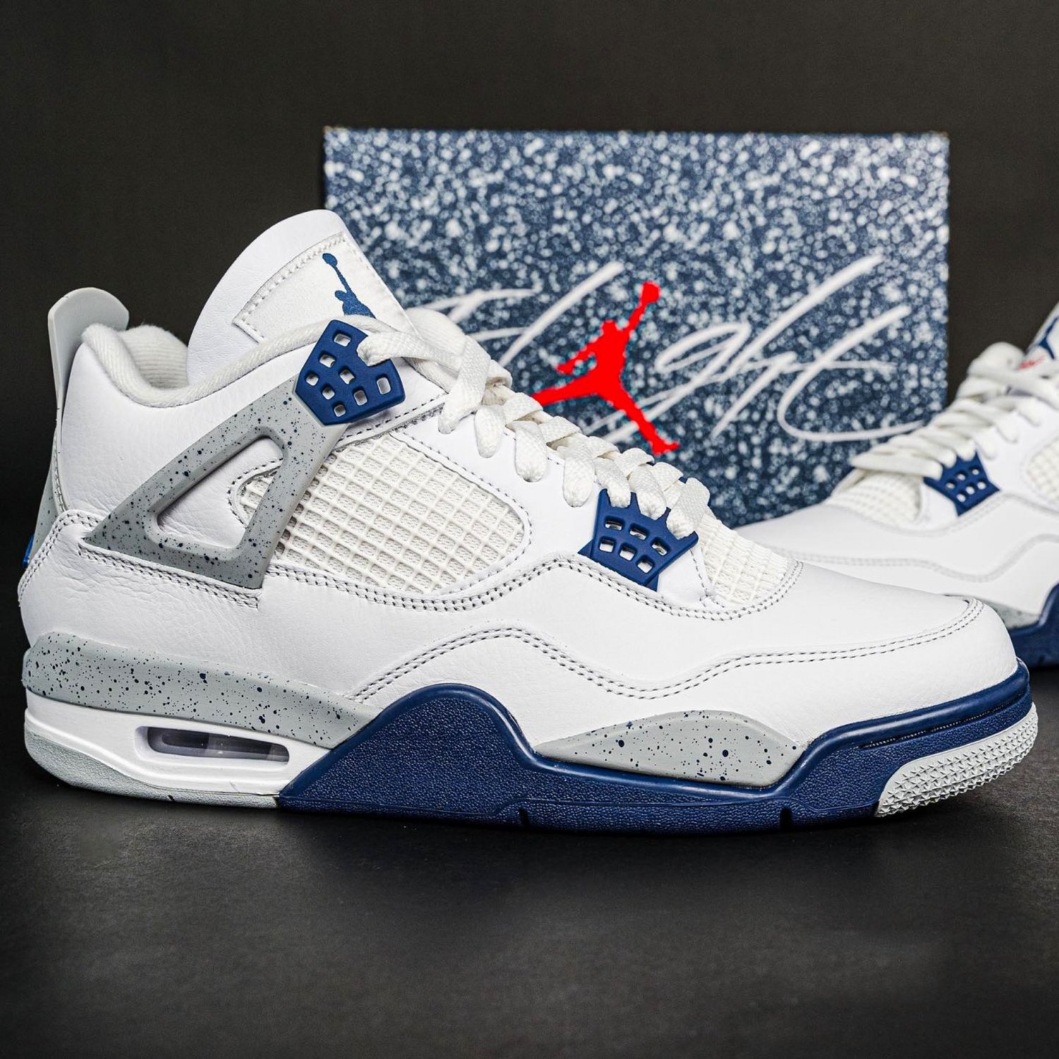 Nike Air Jordan 4 Retro ' Midnight Navy ' Blue White Gray