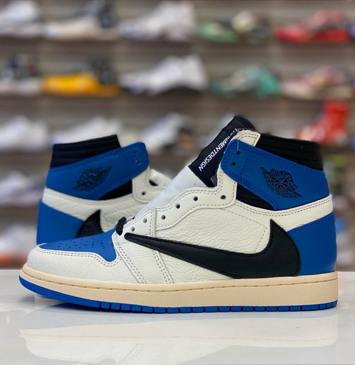 Fragment X Travis Scott&Acirc;&nbsp;Air Jordan 1 Retro High Sp  Sail  Military Blue