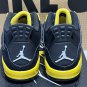 Nike Air Jordan 4 Retro Thunder Black Tour Yellow GS Sizes 408452-017 DS New,,