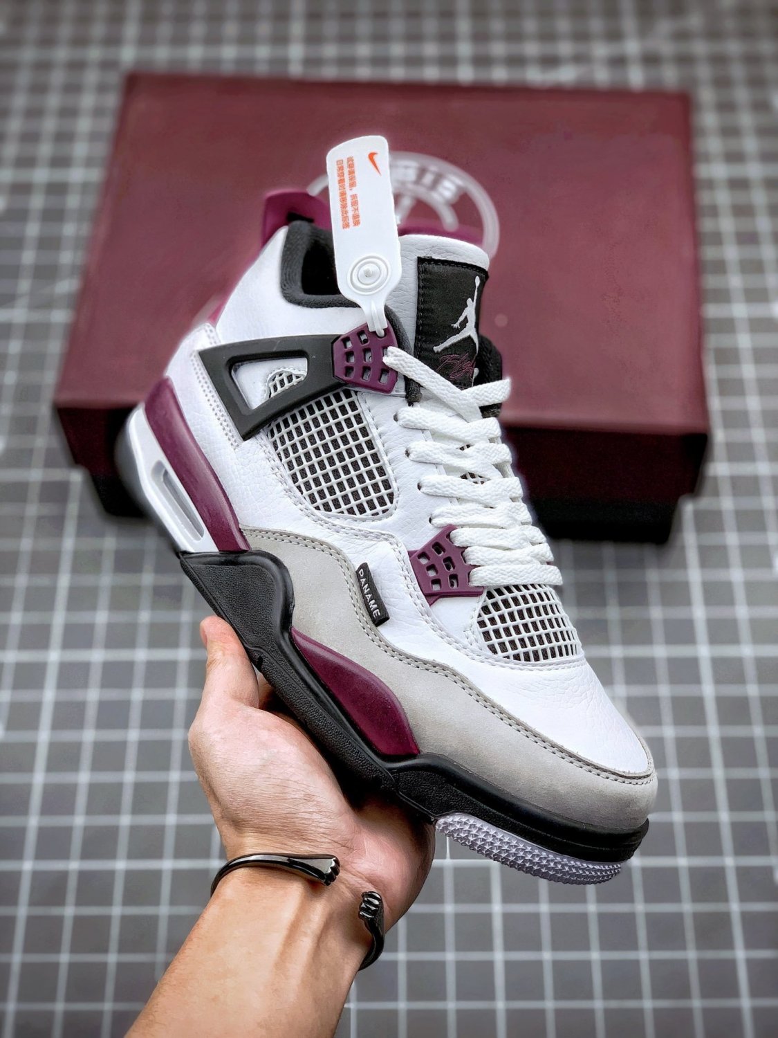 NIKE Air Jordan 4 Retro X PSG Paris Saint-Germain White Bordeaux