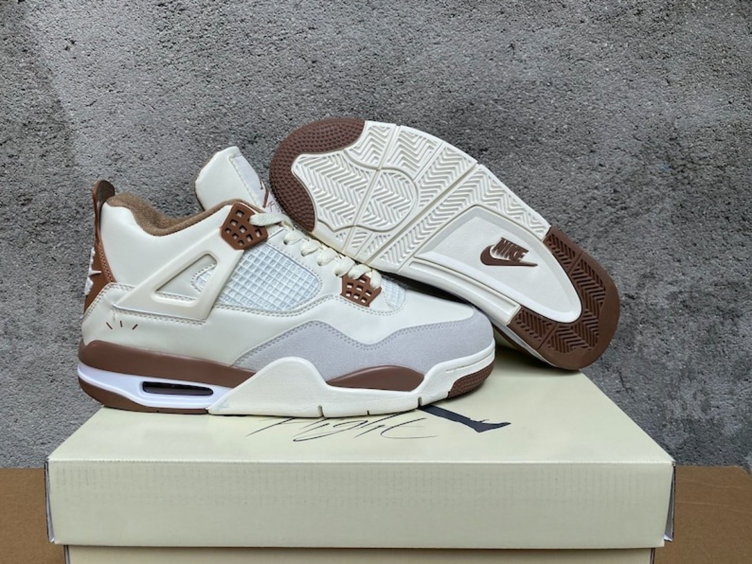 Nike Air Jordan 4 White Brown Sneakers