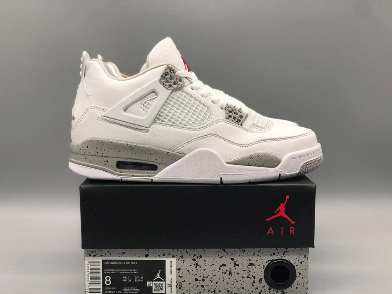 Nike Air Jordan 4 White Oreo White  tech Grey Sneaker