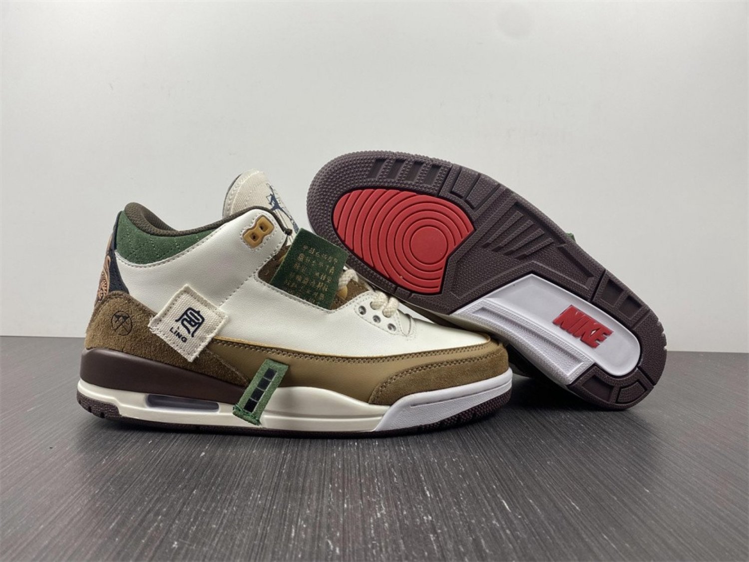 Custom Air Jordan 3 White Dark Brown Green