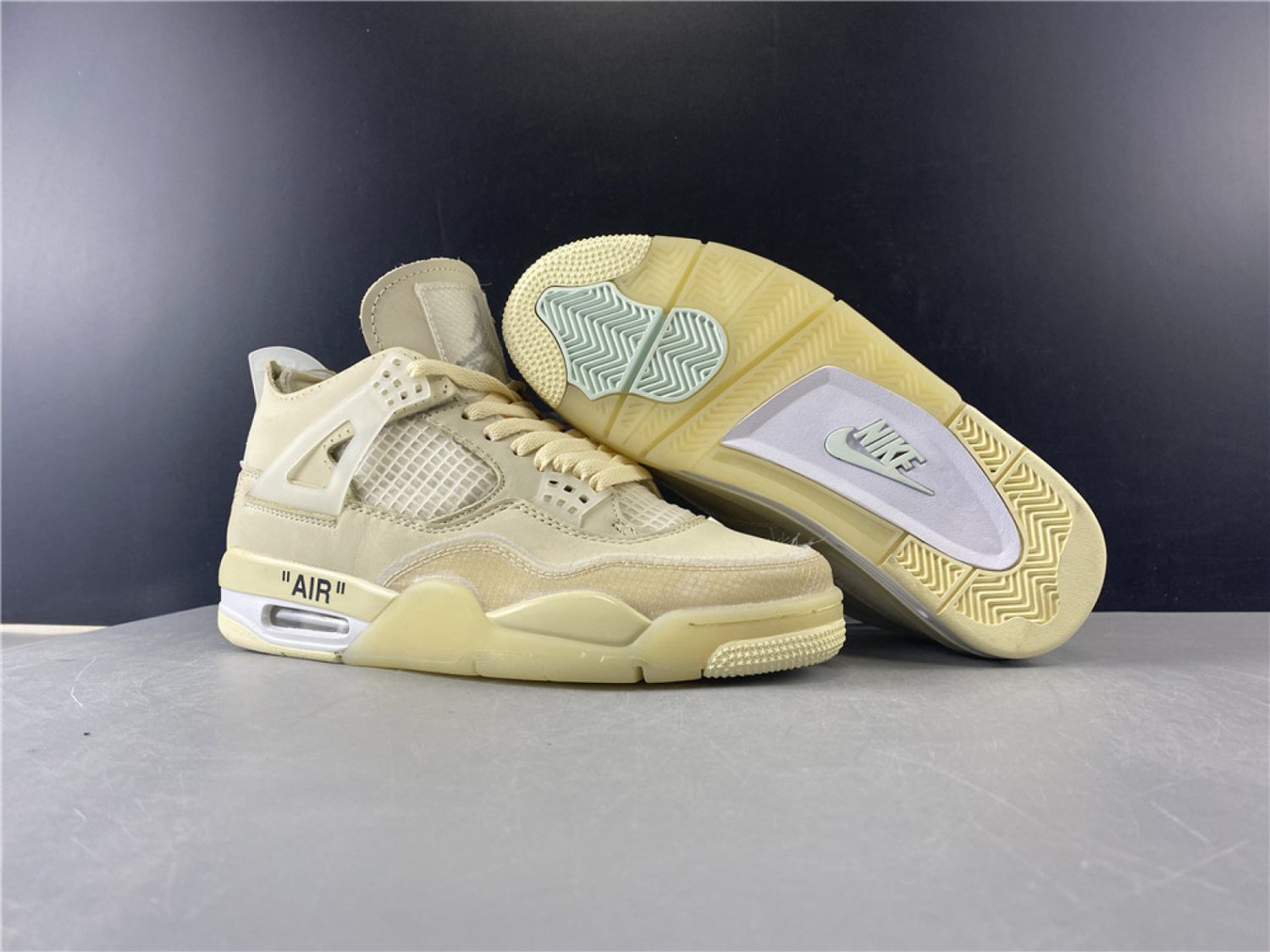 Off-White x Nike Air Jordan 4 Retro Sail  Muslin-White-Black