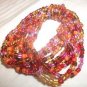 Fun Multi-Strand Acrylic Bead Acrylic Fashion Stretch Bracelet Red-Oranges Multi