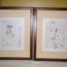 Lot 2 Floral Art Prints by Richard Henson; 8" x 10" Matted & Framed 12" X 15"