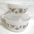 Lot Vintage Pyrex Cinderella Bowl Americana Pattern #441 Casserole #474 & Lid
