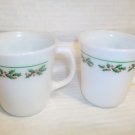 Vintage CORELLE CORNING PYREX HOLLY DAYS Christmas Mugs Coffee Cups Set Of 2