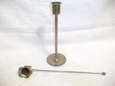 Solid Brass Candle Snuffer w/ long handle Tall Single Candlestick Candle Holder