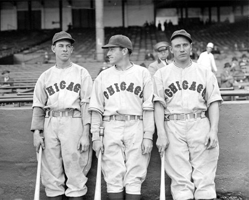 Chicago Cubs Augie Galan, Kiki Cuyler, and Chuck Klein 1930s Photo