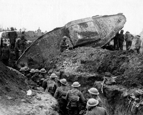 WWI British Mark II Tank Stuck In Trench 1917 Photo