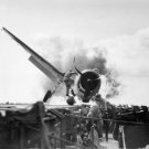 Hellcat Crash Landing on USS Enterprise's CV-6 Flight Deck Photo