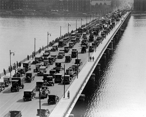 Harvard Bridge Traffic Jam 1923 Photo