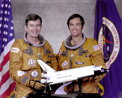 STS-1 Space Shuttle Columbia Astronauts John Young and Pilot Robert Crippen Photo