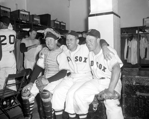 Boston Red Sox Birdie Tebbetts, Mel Parnell, and Vern Stephens 1950 Photo