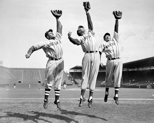 Boston Red Sox Bobby Doerr, Ted Williams, and Dom DiMaggio 1940 Photo
