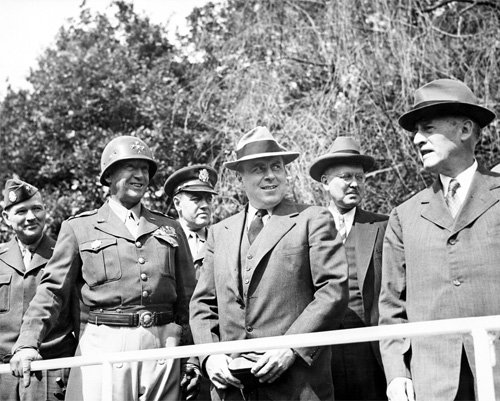 Generals George Patton and Floyd Parks Outside Berlin 1945 Photo