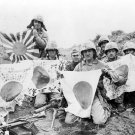 Marines With Captured Japanese Battle Flags on Iwo Jima February 1945 Photo