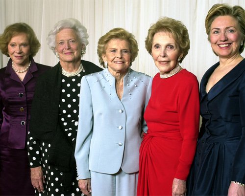First Ladies Rosalynn Carter, Barbara Bush, Betty Ford, Nancy Reagan and Hillary Clinton Photo