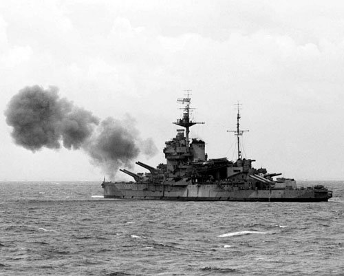 HMS Warspite (3) Shelling Beaches During D-Day June 6, 1944 Photo