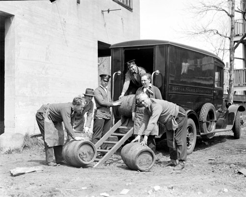 Police From Boston's Division 9 with Seized Alcohol During Prohibition 1930 Photo