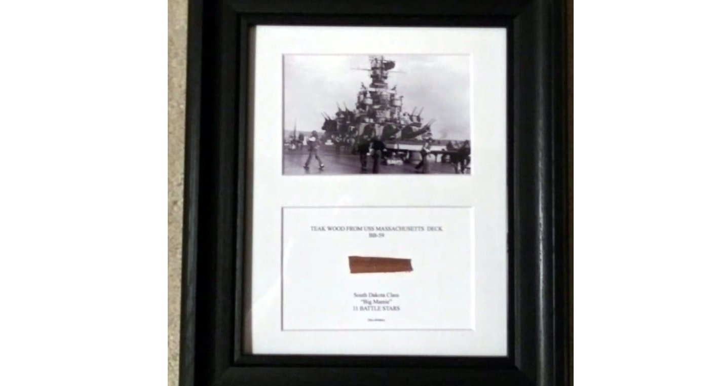 USS Massachusetts BB-59 Teak Display