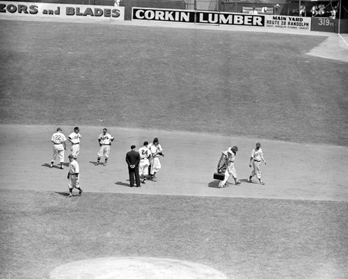 Chicago Cubs Player Helped Off Field 1950 Photo