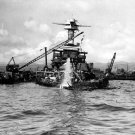 USS California BB-44 Being Raised in Pearl Harbor Photo