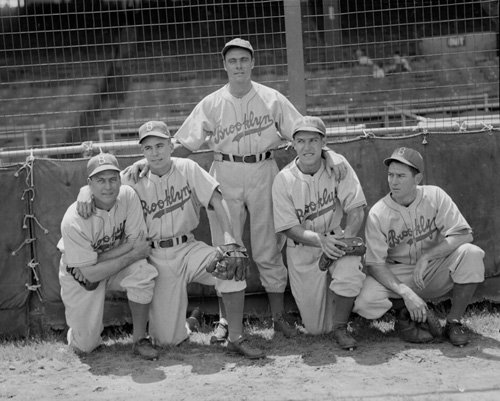 Brooklyn Dodgers Billy Herman, Pee Wee Reese, Kirby Higbe, Pete Reiser, and Mickey Owen 1941 Photo