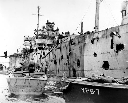 USS Mindanao ARG-3 Damaged By USS Mount Hood Explosion 1944 Photo