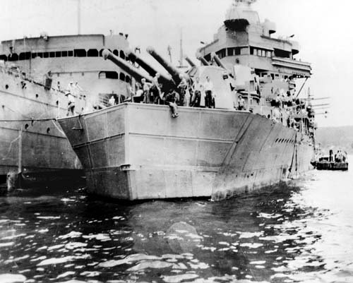 USS Minneapolis CA-36 Being Fit With Temporary Bow 1943 Photo